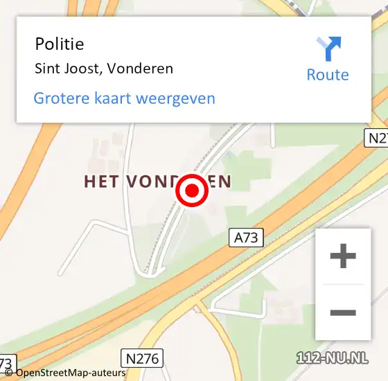 Locatie op kaart van de 112 melding: Politie Sint Joost, Vonderen op 25 september 2020 10:48