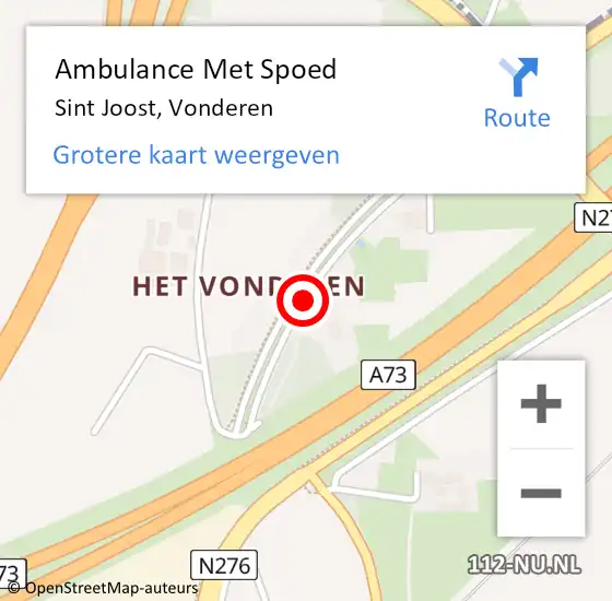 Locatie op kaart van de 112 melding: Ambulance Met Spoed Naar Sint Joost, Vonderen op 25 september 2020 10:49