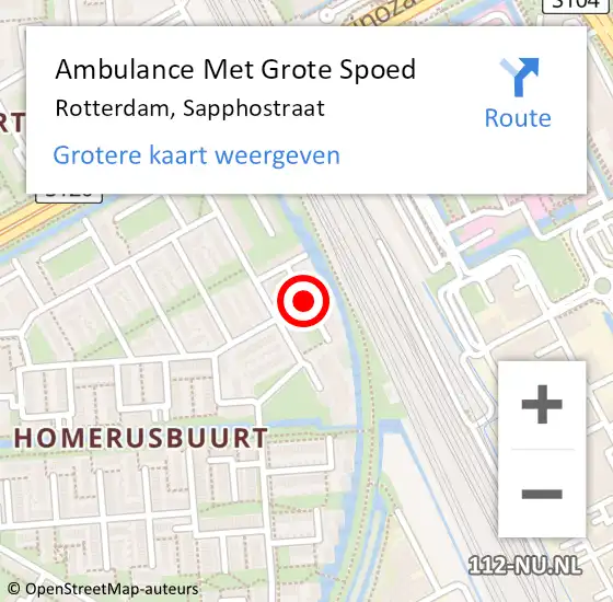 Locatie op kaart van de 112 melding: Ambulance Met Grote Spoed Naar Rotterdam, Sapphostraat op 25 september 2020 13:29