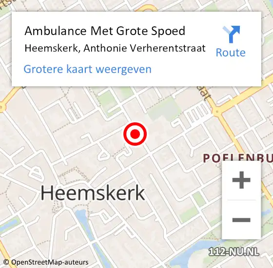 Locatie op kaart van de 112 melding: Ambulance Met Grote Spoed Naar Heemskerk, Anthonie Verherentstraat op 25 september 2020 13:35