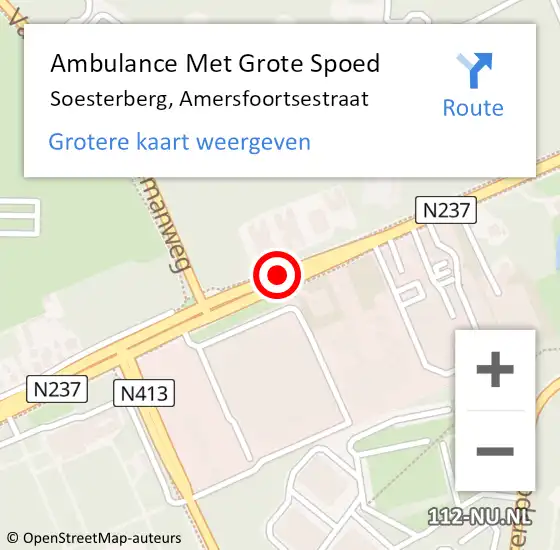 Locatie op kaart van de 112 melding: Ambulance Met Grote Spoed Naar Soesterberg, Amersfoortsestraat op 25 september 2020 15:40