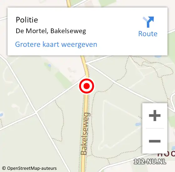 Locatie op kaart van de 112 melding: Politie De Mortel, Bakelseweg op 25 september 2020 16:26