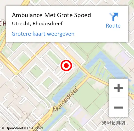 Locatie op kaart van de 112 melding: Ambulance Met Grote Spoed Naar Utrecht, Rhodosdreef op 25 september 2020 21:17