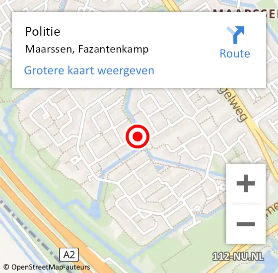 Locatie op kaart van de 112 melding: Politie Maarssen, Fazantenkamp op 25 september 2020 21:33