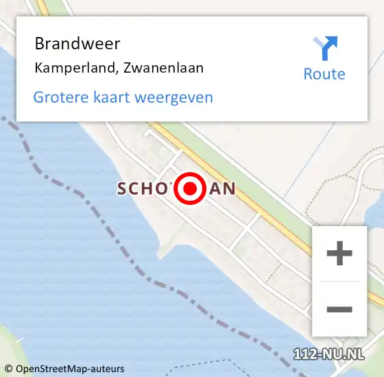 Locatie op kaart van de 112 melding: Brandweer Kamperland, Zwanenlaan op 26 september 2020 08:14