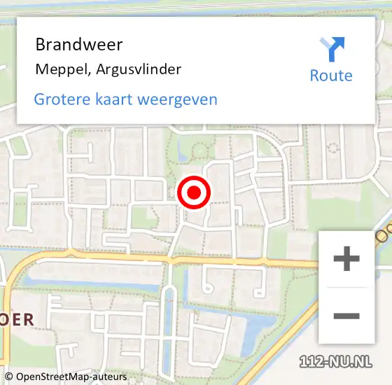 Locatie op kaart van de 112 melding: Brandweer Meppel, Argusvlinder op 26 september 2020 13:56