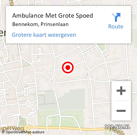 Locatie op kaart van de 112 melding: Ambulance Met Grote Spoed Naar Bennekom, Prinsenlaan op 26 september 2020 13:57