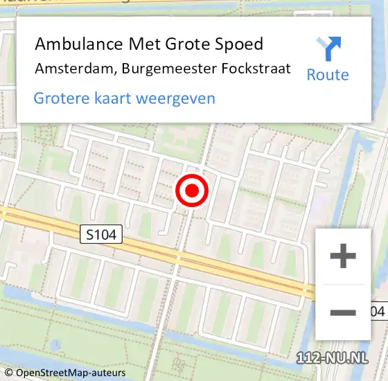 Locatie op kaart van de 112 melding: Ambulance Met Grote Spoed Naar Amsterdam, Burgemeester Fockstraat op 26 september 2020 17:45