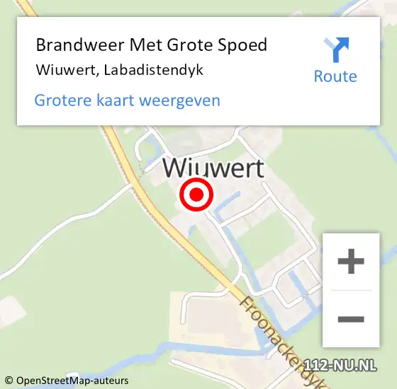 Locatie op kaart van de 112 melding: Brandweer Met Grote Spoed Naar Wiuwert, Labadistendyk op 26 september 2020 23:14