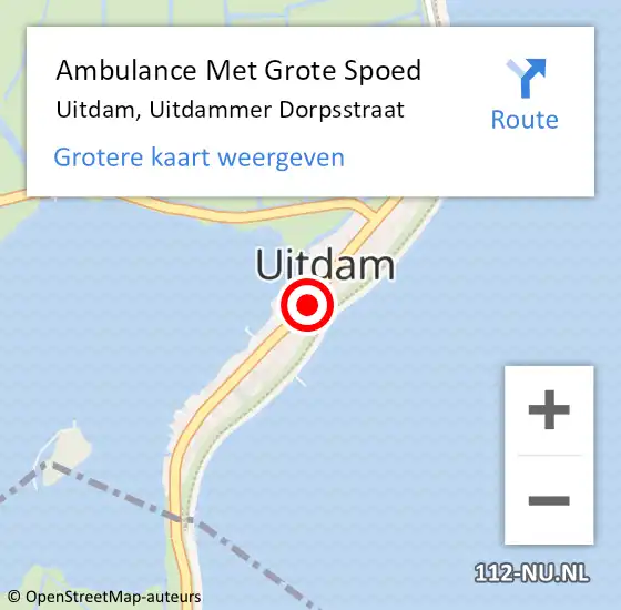 Locatie op kaart van de 112 melding: Ambulance Met Grote Spoed Naar Uitdam, Uitdammer Dorpsstraat op 27 september 2020 02:41