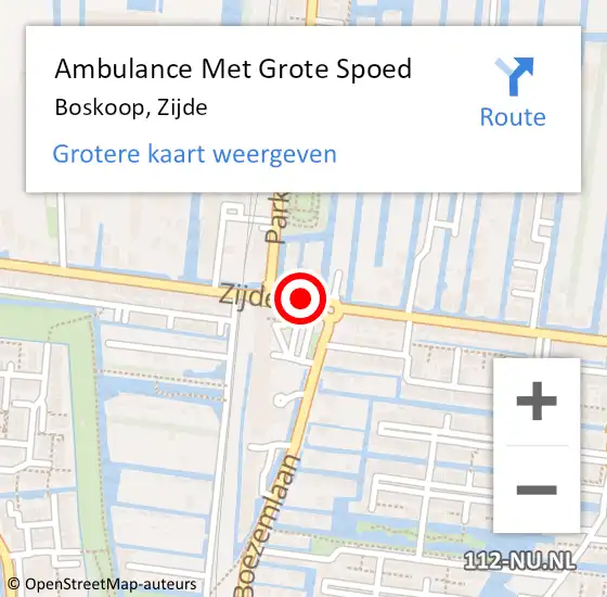 Locatie op kaart van de 112 melding: Ambulance Met Grote Spoed Naar Boskoop, Zijde op 27 september 2020 03:49