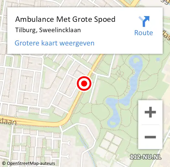 Locatie op kaart van de 112 melding: Ambulance Met Grote Spoed Naar Tilburg, Sweelincklaan op 27 september 2020 06:14