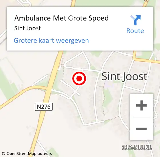 Locatie op kaart van de 112 melding: Ambulance Met Grote Spoed Naar Sint Joost op 27 september 2020 08:17