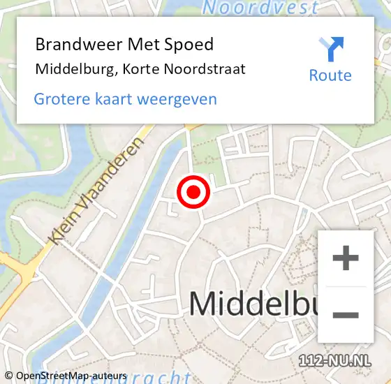 Locatie op kaart van de 112 melding: Brandweer Met Spoed Naar Middelburg, Korte Noordstraat op 27 september 2020 09:19
