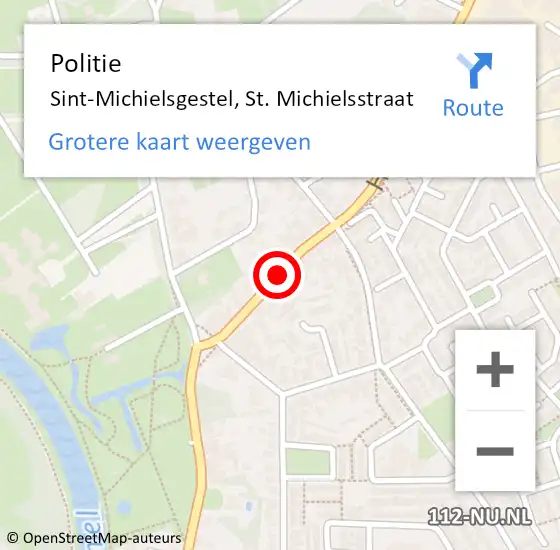 Locatie op kaart van de 112 melding: Politie Sint-Michielsgestel, St. Michielsstraat op 27 september 2020 09:22