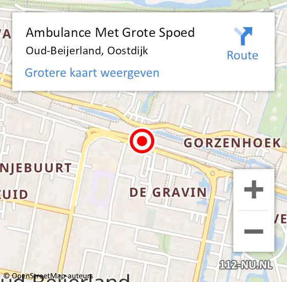 Locatie op kaart van de 112 melding: Ambulance Met Grote Spoed Naar Oud-Beijerland, Oostdijk op 28 september 2020 07:47