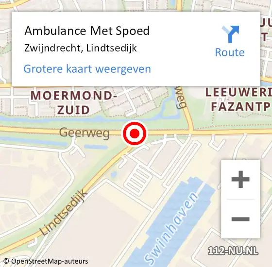 Locatie op kaart van de 112 melding: Ambulance Met Spoed Naar Zwijndrecht, Lindtsedijk op 28 september 2020 08:54
