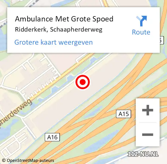 Locatie op kaart van de 112 melding: Ambulance Met Grote Spoed Naar Ridderkerk, Schaapherderweg op 28 september 2020 16:38