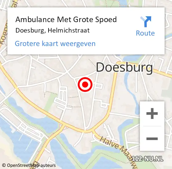Locatie op kaart van de 112 melding: Ambulance Met Grote Spoed Naar Doesburg, Helmichstraat op 29 september 2020 02:05