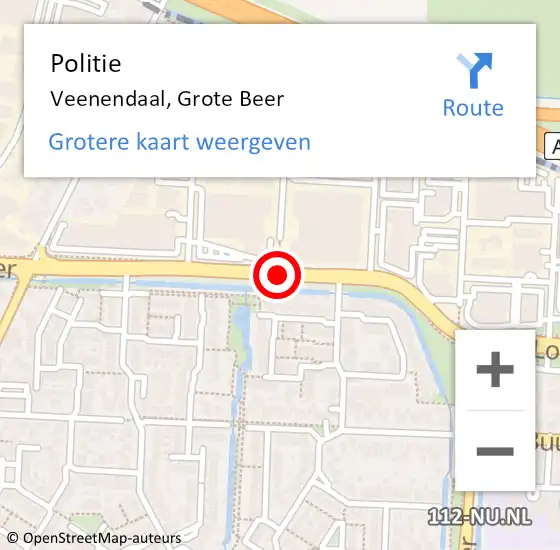 Locatie op kaart van de 112 melding: Politie Veenendaal, Grote Beer op 29 september 2020 02:13