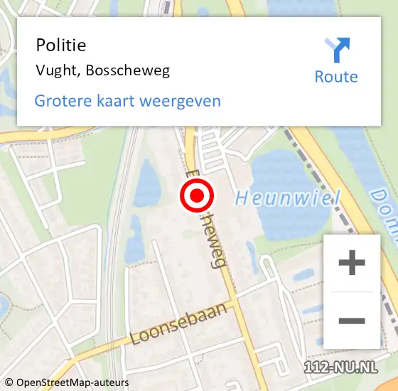 Locatie op kaart van de 112 melding: Politie Vught, Bosscheweg op 29 september 2020 09:02