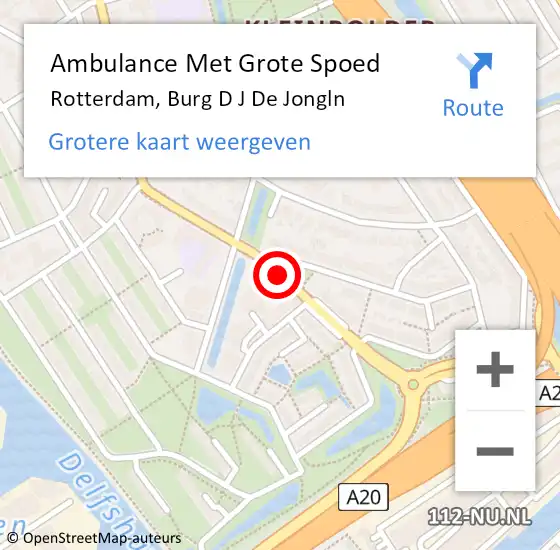 Locatie op kaart van de 112 melding: Ambulance Met Grote Spoed Naar Rotterdam, Burg D J De Jongln op 29 september 2020 17:04