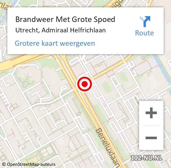 Locatie op kaart van de 112 melding: Brandweer Met Grote Spoed Naar Utrecht, Admiraal Helfrichlaan op 29 september 2020 17:19