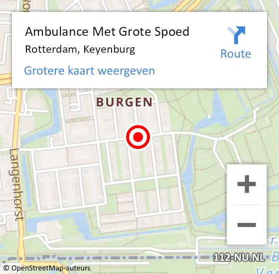 Locatie op kaart van de 112 melding: Ambulance Met Grote Spoed Naar Rotterdam, Keyenburg op 30 september 2020 02:43
