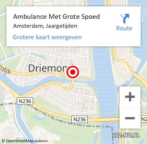 Locatie op kaart van de 112 melding: Ambulance Met Grote Spoed Naar Amsterdam, Jaargetijden op 30 september 2020 06:40