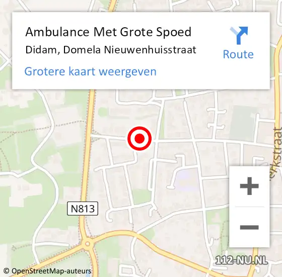 Locatie op kaart van de 112 melding: Ambulance Met Grote Spoed Naar Didam, Domela Nieuwenhuisstraat op 30 september 2020 11:27