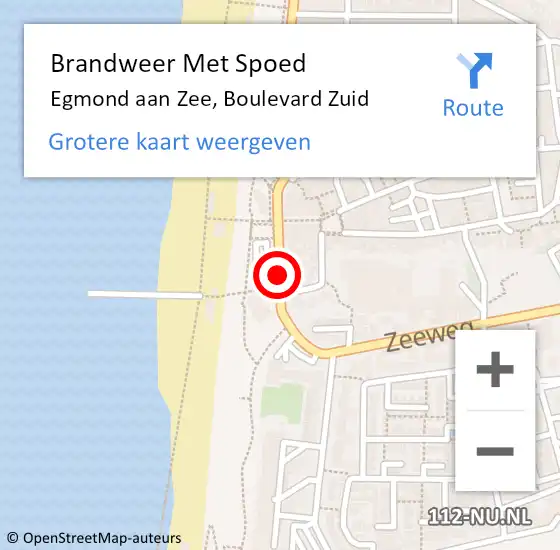Locatie op kaart van de 112 melding: Brandweer Met Spoed Naar Egmond aan Zee, Boulevard Zuid op 30 september 2020 11:56