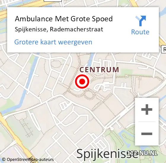 Locatie op kaart van de 112 melding: Ambulance Met Grote Spoed Naar Spijkenisse, Rademacherstraat op 30 september 2020 14:40
