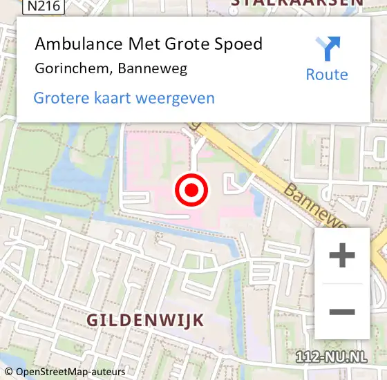 Locatie op kaart van de 112 melding: Ambulance Met Grote Spoed Naar Gorinchem, Banneweg op 30 september 2020 16:08