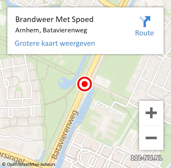 Locatie op kaart van de 112 melding: Brandweer Met Spoed Naar Arnhem, Batavierenweg op 30 september 2020 17:36