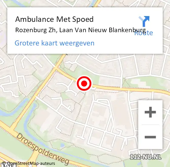 Locatie op kaart van de 112 melding: Ambulance Met Spoed Naar Rozenburg Zh, Laan Van Nieuw Blankenburg op 30 september 2020 21:22
