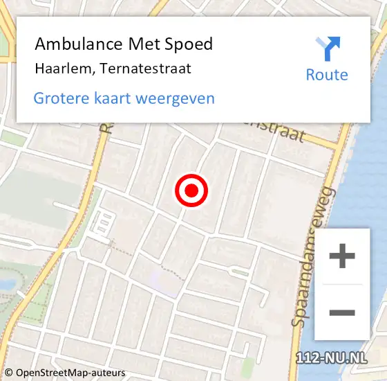 Locatie op kaart van de 112 melding: Ambulance Met Spoed Naar Haarlem, Ternatestraat op 30 september 2020 23:43