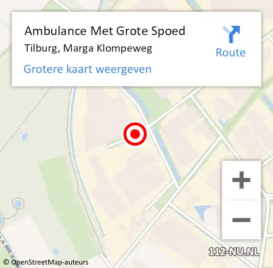 Locatie op kaart van de 112 melding: Ambulance Met Grote Spoed Naar Tilburg, Marga Klompeweg op 1 oktober 2020 08:14