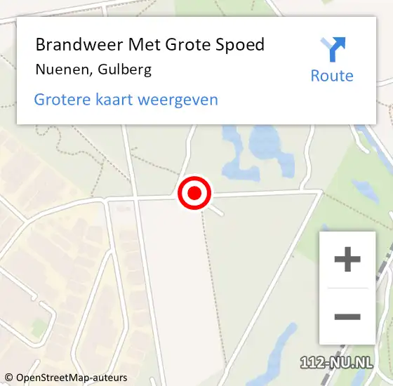 Locatie op kaart van de 112 melding: Brandweer Met Grote Spoed Naar Nuenen, Gulberg op 1 oktober 2020 12:32