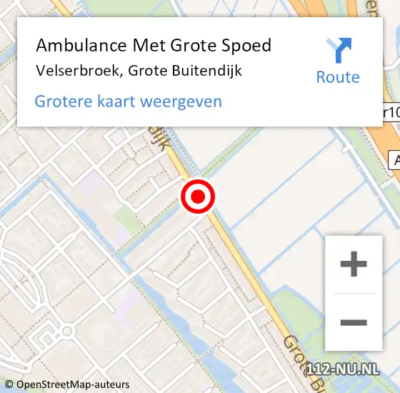 Locatie op kaart van de 112 melding: Ambulance Met Grote Spoed Naar Velserbroek, Grote Buitendijk op 1 oktober 2020 14:22