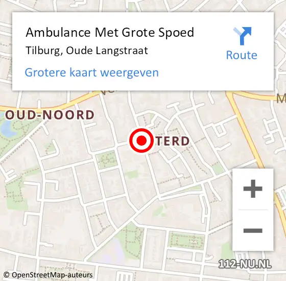 Locatie op kaart van de 112 melding: Ambulance Met Grote Spoed Naar Tilburg, Oude Langstraat op 2 oktober 2020 09:50