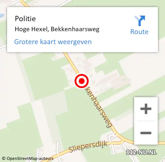 Locatie op kaart van de 112 melding: Politie Hoge Hexel, Bekkenhaarsweg op 2 oktober 2020 18:22