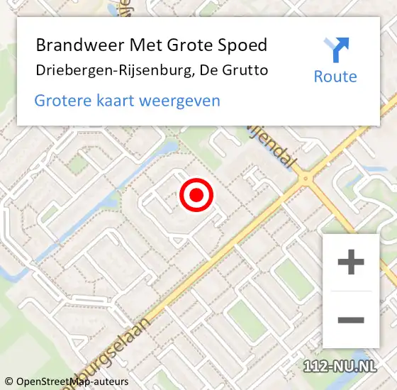 Locatie op kaart van de 112 melding: Brandweer Met Grote Spoed Naar Driebergen-Rijsenburg, De Grutto op 4 oktober 2020 00:03