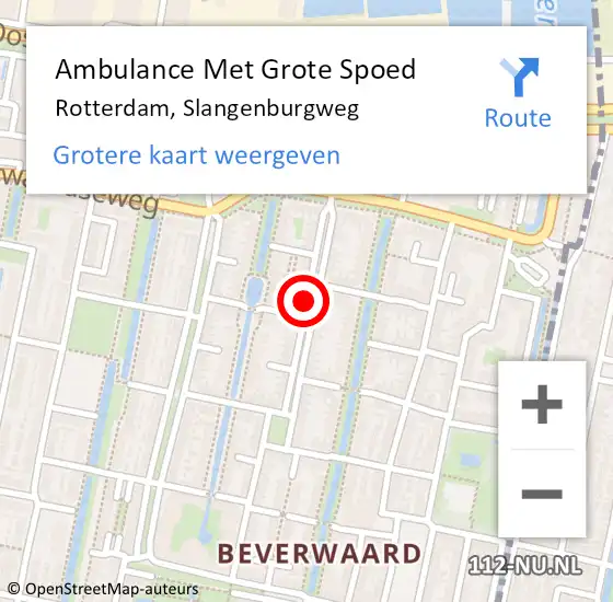 Locatie op kaart van de 112 melding: Ambulance Met Grote Spoed Naar Rotterdam, Slangenburgweg op 4 oktober 2020 00:53