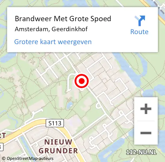 Locatie op kaart van de 112 melding: Brandweer Met Grote Spoed Naar Amsterdam, Geerdinkhof op 4 oktober 2020 11:31