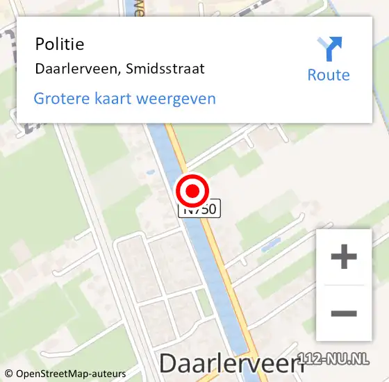 Locatie op kaart van de 112 melding: Politie Daarlerveen, Smidsstraat op 4 oktober 2020 16:31