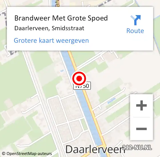 Locatie op kaart van de 112 melding: Brandweer Met Grote Spoed Naar Daarlerveen, Smidsstraat op 4 oktober 2020 16:32