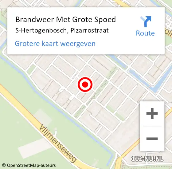 Locatie op kaart van de 112 melding: Brandweer Met Grote Spoed Naar S-Hertogenbosch, Pizarrostraat op 4 oktober 2020 18:21