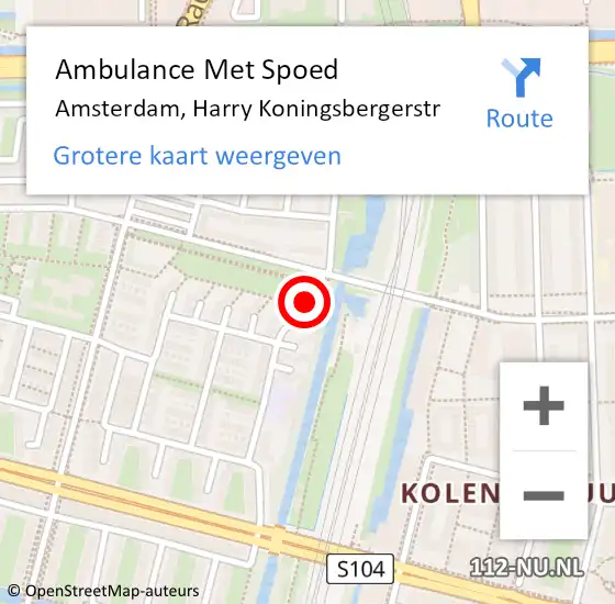 Locatie op kaart van de 112 melding: Ambulance Met Spoed Naar Amsterdam, Harry Koningsbergerstr op 4 oktober 2020 18:30