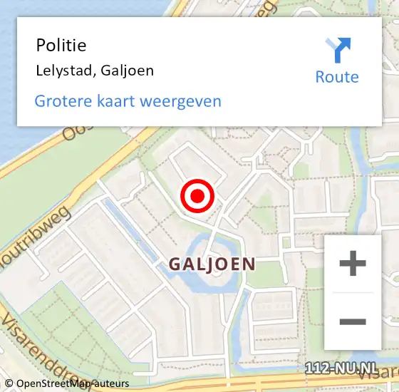 Locatie op kaart van de 112 melding: Politie Lelystad, Galjoen op 4 oktober 2020 19:45