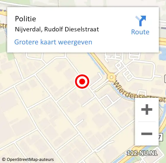 Locatie op kaart van de 112 melding: Politie Nijverdal, Rudolf Dieselstraat op 4 oktober 2020 21:06